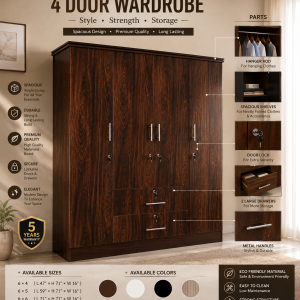 Melamine 6x5 - 4 Door Cupboard - 5 years warranty