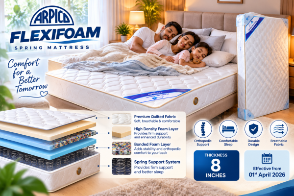 Arpico FLEXIFOAM 8 inch Spring Mattress - (15 Years Warranty)