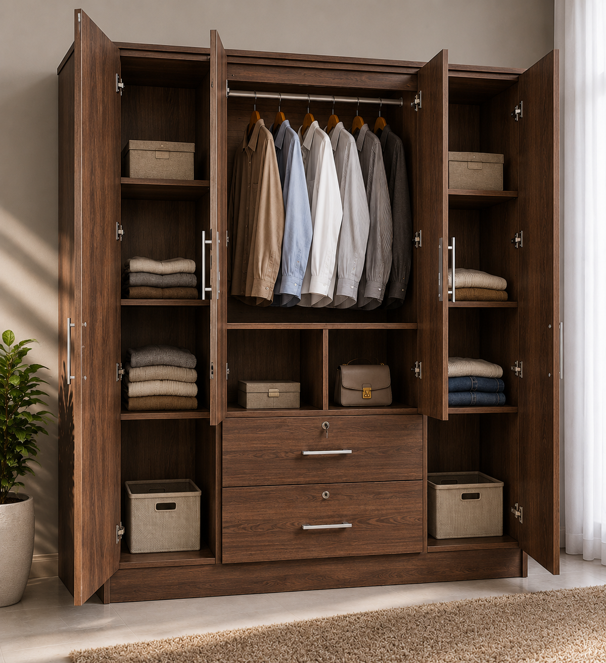 Melamine 6x5 - 4 Door Cupboard - 5 years warranty - Image 6