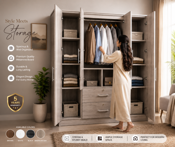 Melamine 6x5 - 4 Door Cupboard - 5 years warranty