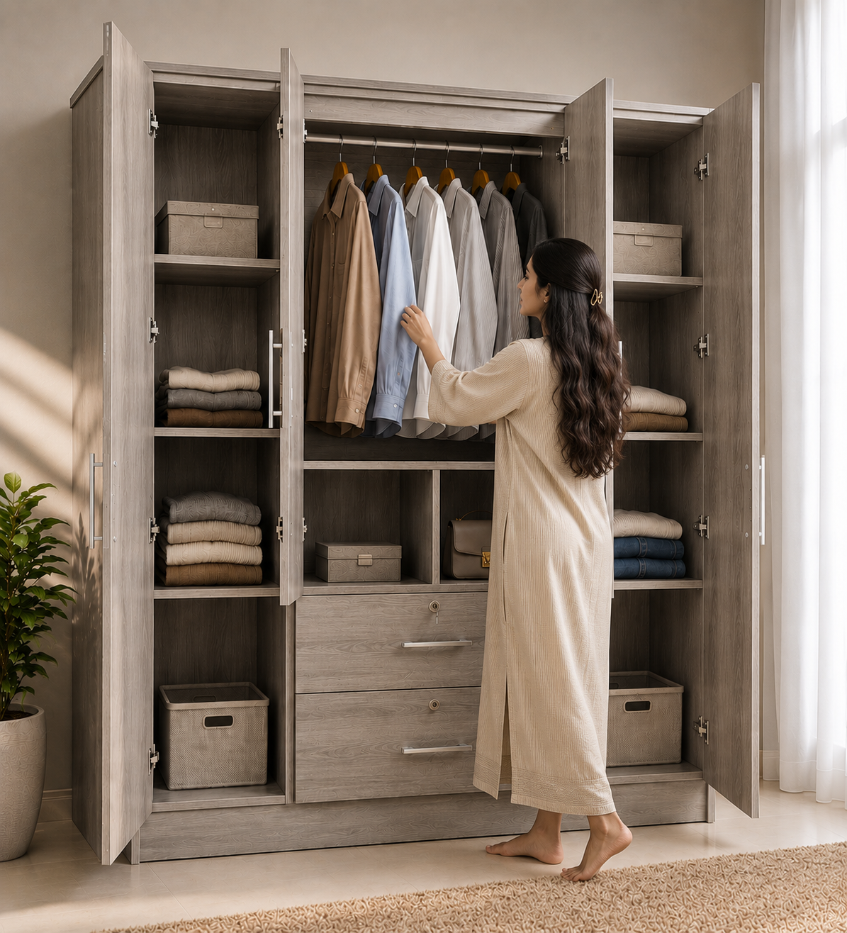 Melamine 6x5 - 4 Door Cupboard - 5 years warranty - Image 4
