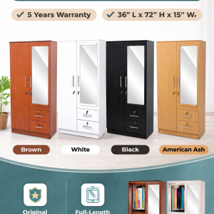 Melamine 6x3 Cupboard - With Mirror - Full Set - 5 Years Warranty (H-68 ,L-32 ,W-14 ,inch)