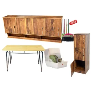 Melamine Kitchen & Storage Set – Table, Pantry Cupboards & More