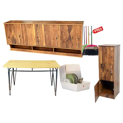 Melamine Kitchen & Storage Set – Table, Pantry Cupboards & More