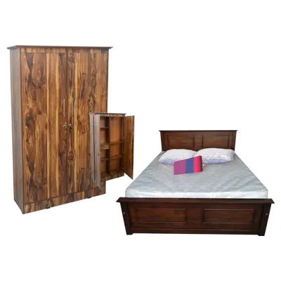 9 Teak Bedroom Set – 2-Door Wardrobe, 6x4 Box Bed & More (Free Gifts Included!)