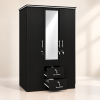 black Melamine 3 Door Two Locker with Mirror Cupboard ( Full Set ) – 5 Years Warranty