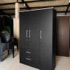 02 Original Melamine Long Drawer 3 Door Cupboard