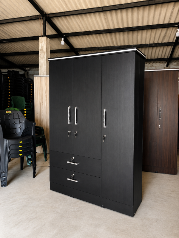 02 Original Melamine Long Drawer 3 Door Cupboard
