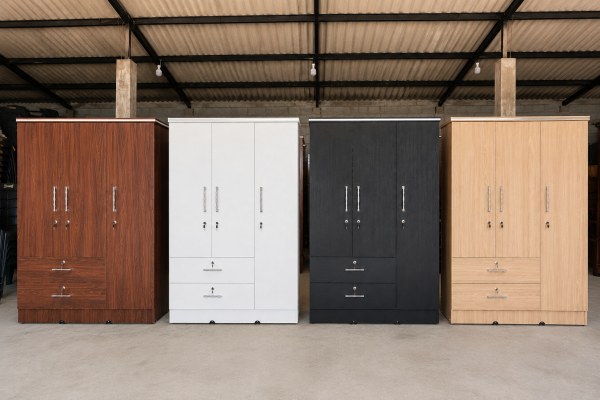 06 Original Melamine Long Drawer 3 Door Cupboard