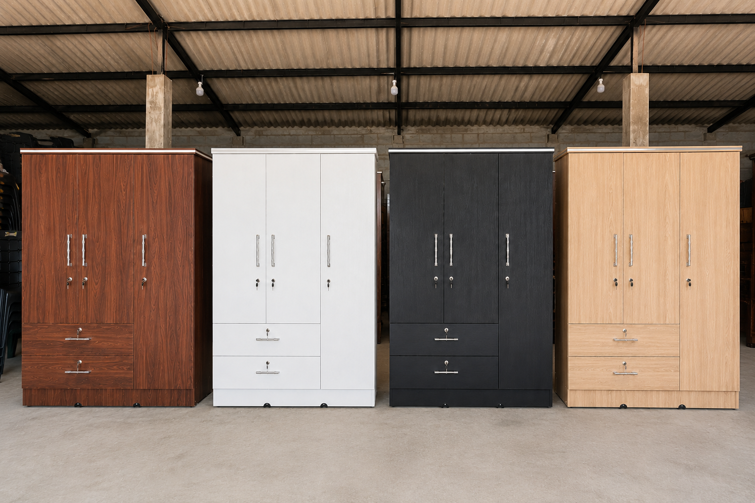 Original Melamine Long Drawer 3 Door Cupboard - Image 6