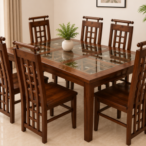 Premium Original Teak Wood Dining Table Set – 6ft x 3ft | 6 Chairs