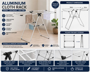 4bae9ecd-2fb8-45c5-952a-a9d1be9071f4 Aluminium Cloth Rack – Strong, Practical & Convenient for Modern Homes.