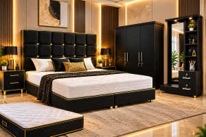 👑 Royal Black Luxury Bedroom Set